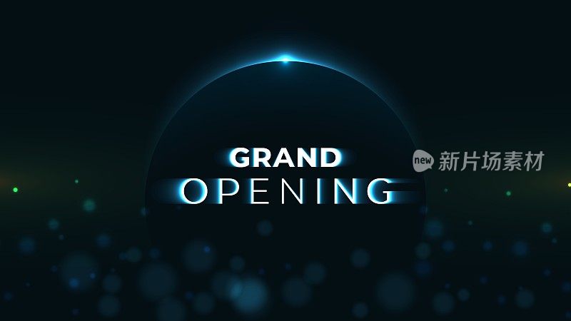 Grand Opening text on abstract Sunrise Dark Background with motion effect
